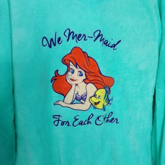Disney Little Mermaid 2 Pc Flannel Pajama Set Top Bottom PJs Sleepwear Women Med - Picture 3 of 5